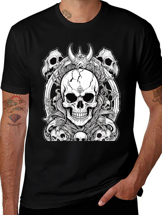 Camiseta Negra Calaveras Diseño Gótico