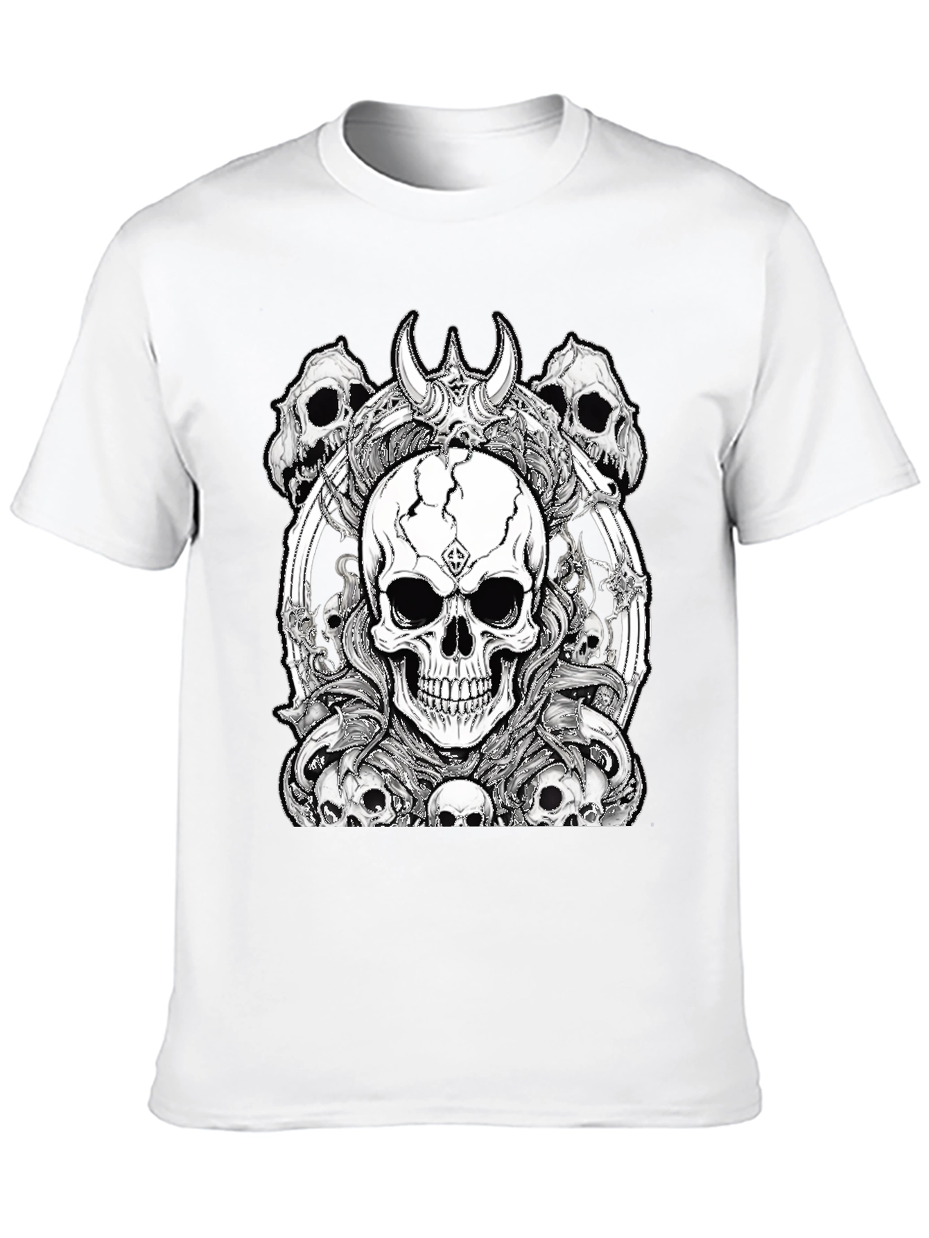 Camiseta Negra Calaveras Diseño Gótico