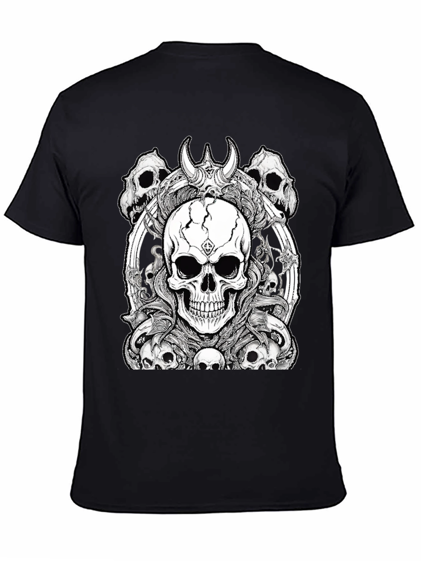Camiseta Negra Calaveras Diseño Gótico