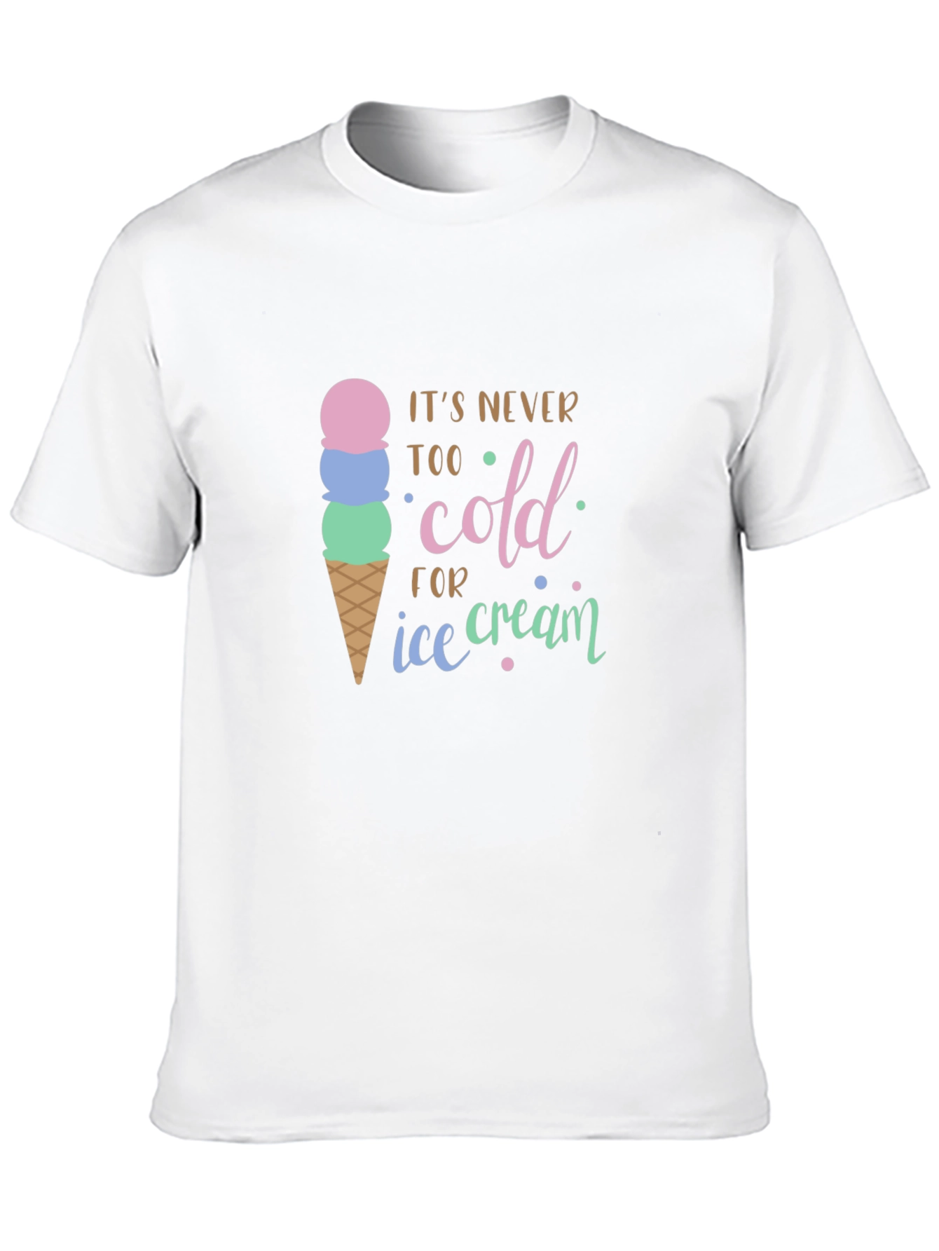 Camiseta Negra Nunca Demasiado Frío para Helado