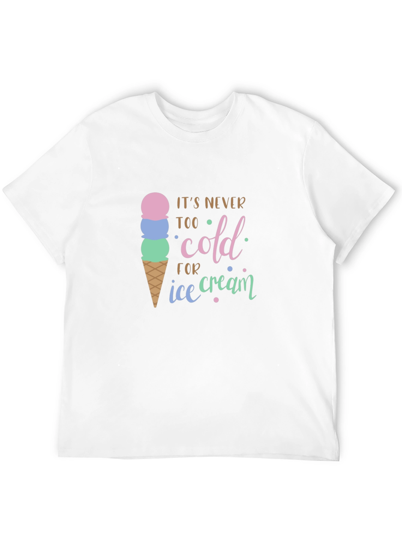 Camiseta Negra Nunca Demasiado Frío para Helado