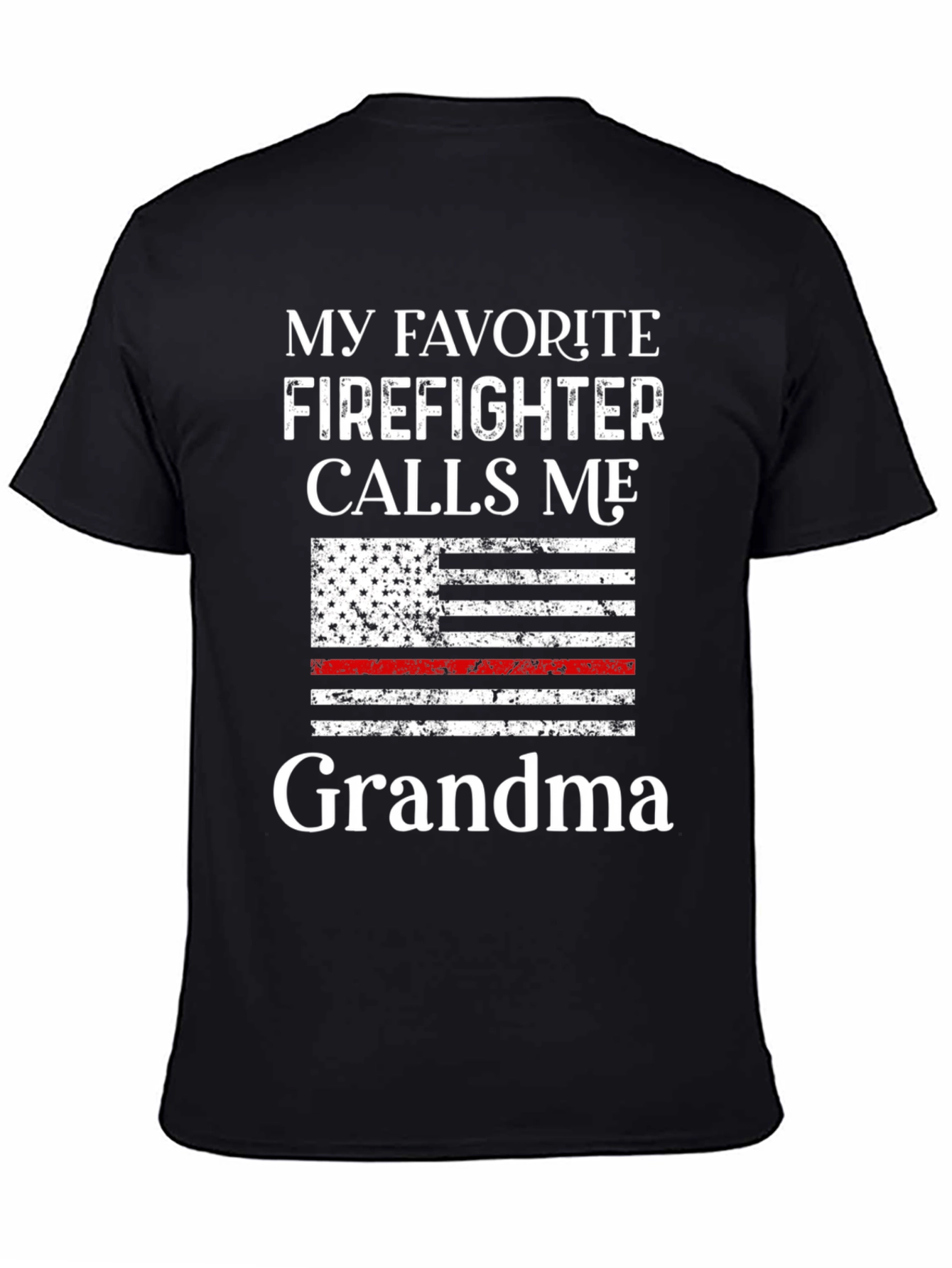 Camiseta Negra Mi Bombero Favorito me Llama Abuela