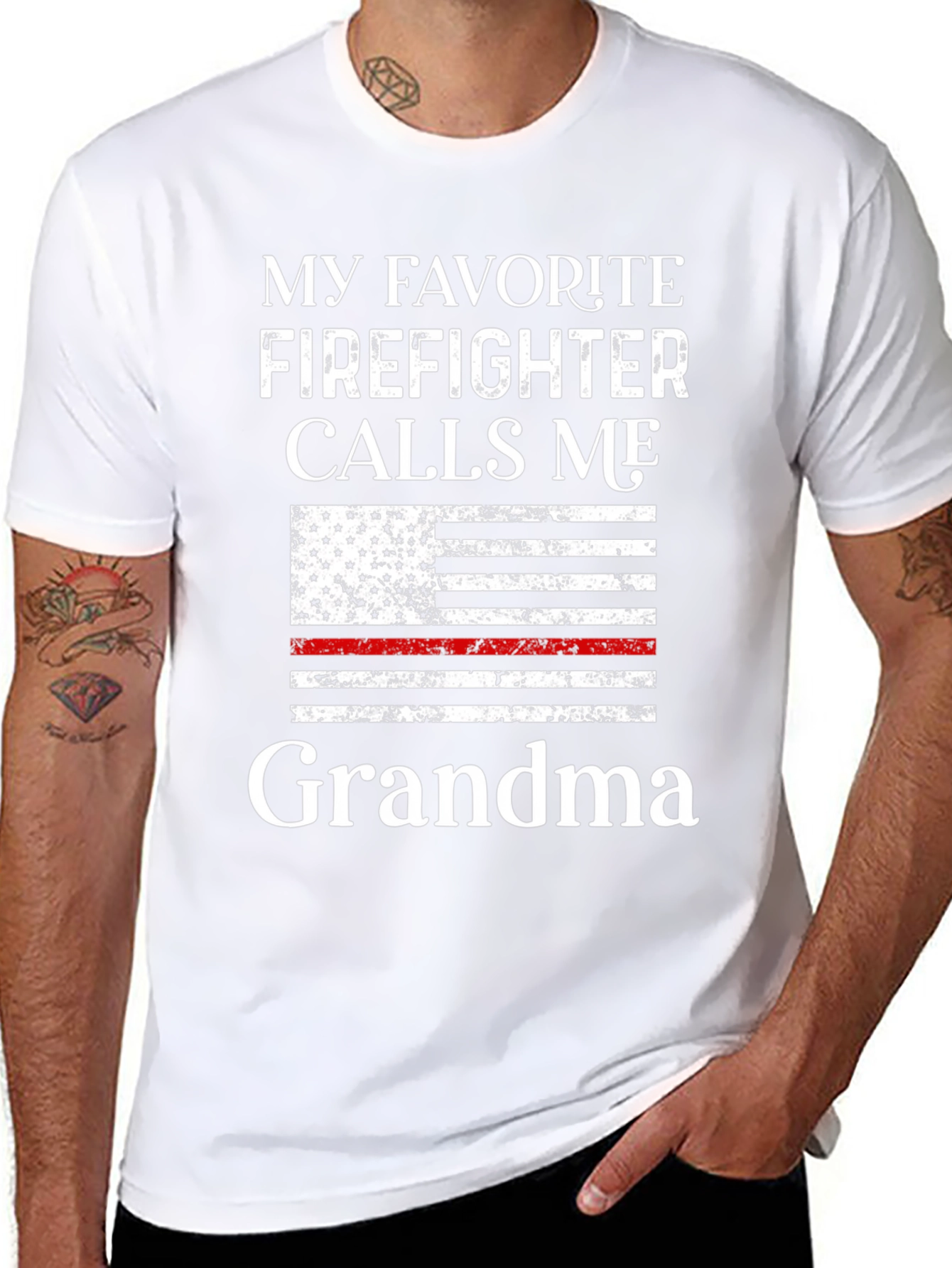 Camiseta Negra Mi Bombero Favorito me Llama Abuela