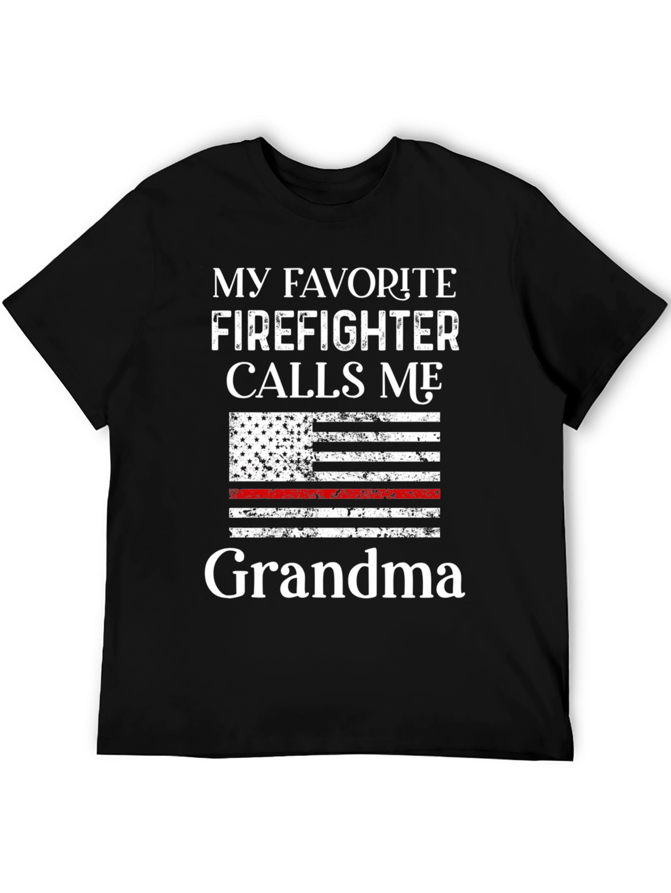 Camiseta Negra Mi Bombero Favorito me Llama Abuela