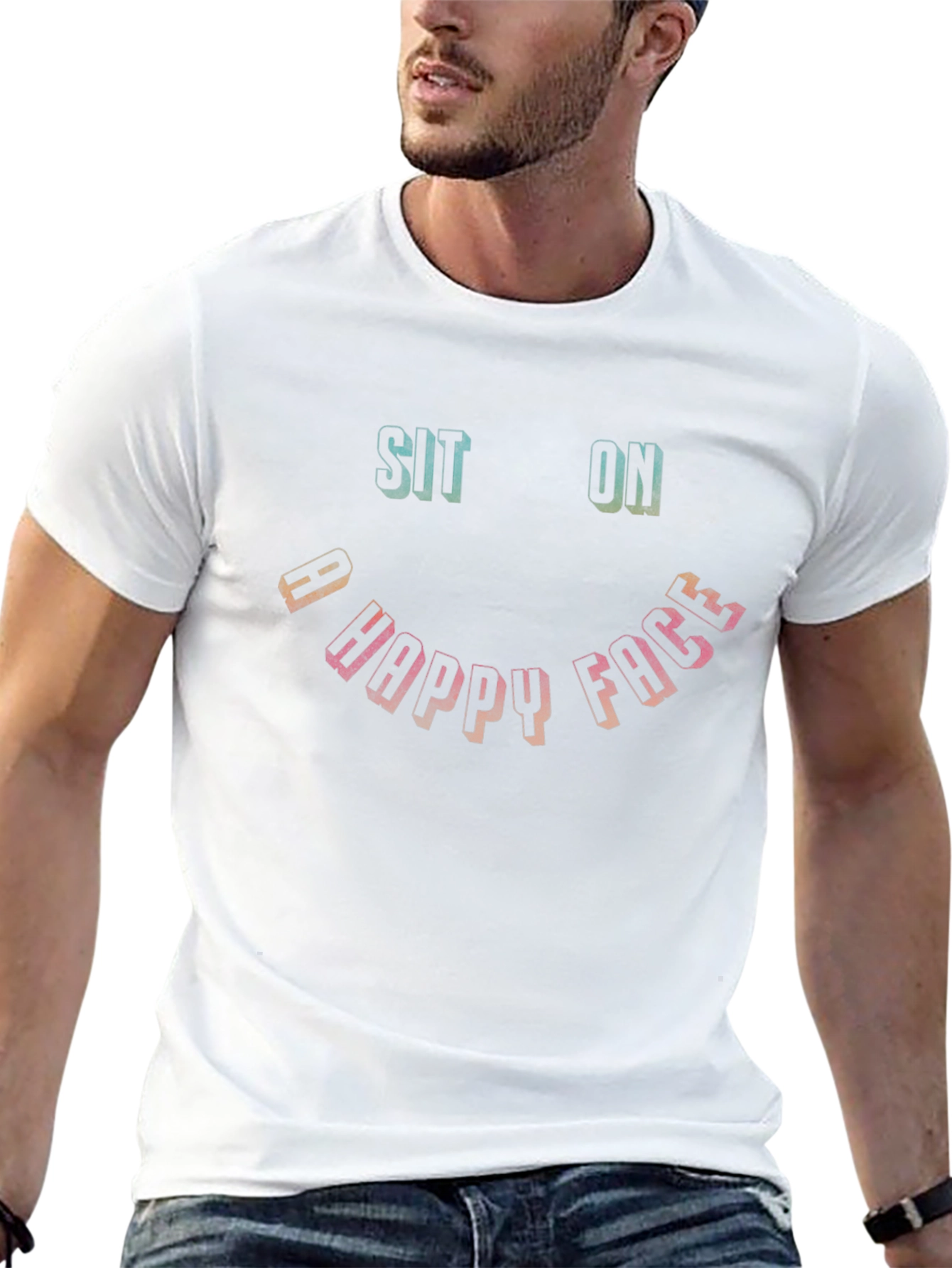 Camiseta Negra Sit On a Happy Face para Hombre