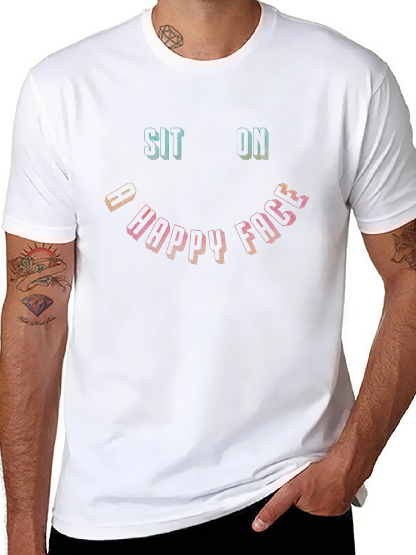 Camiseta Negra Sit On a Happy Face para Hombre