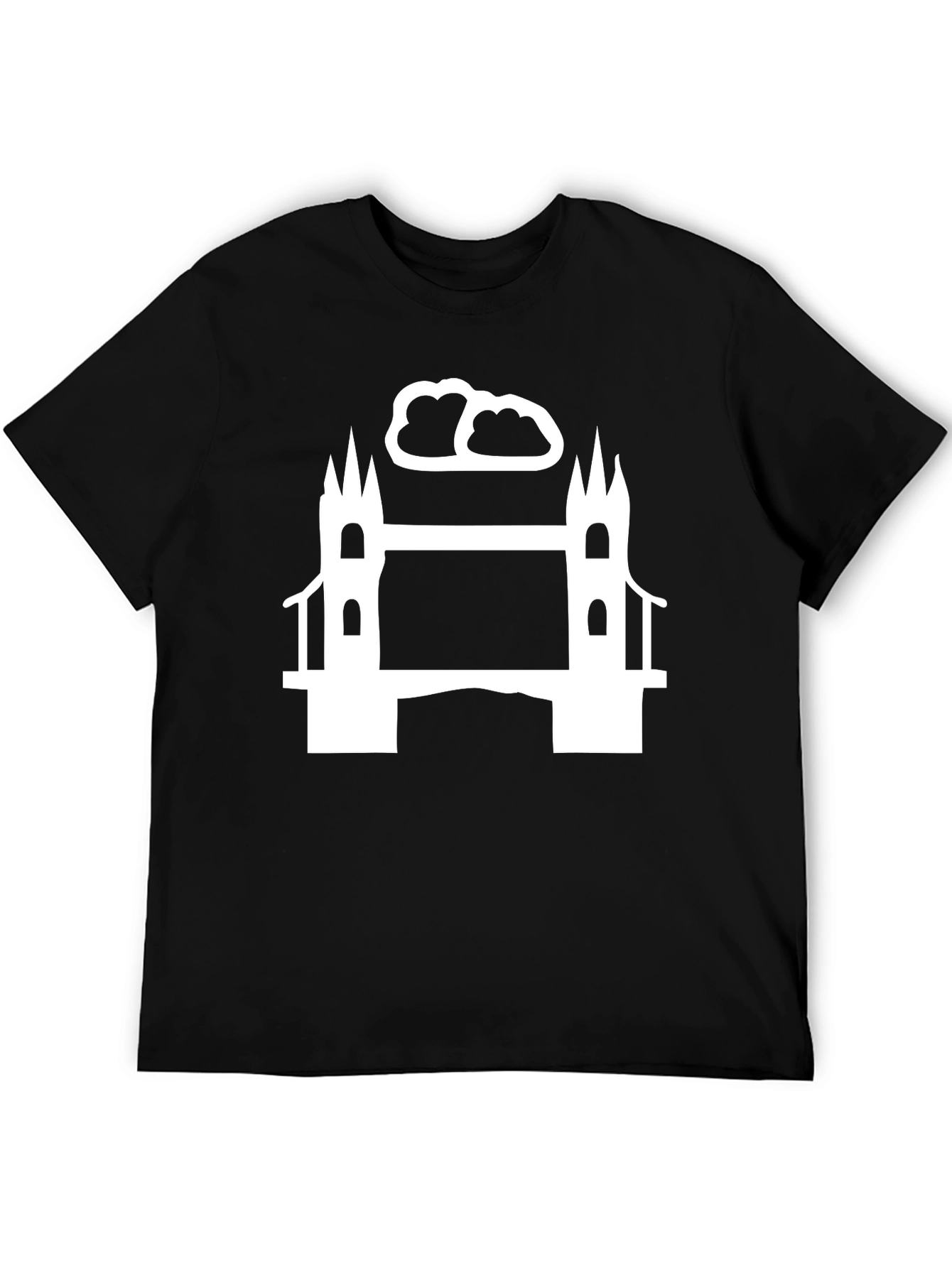 Camiseta Hombre Negra Puente Blanco Diseño Urbano