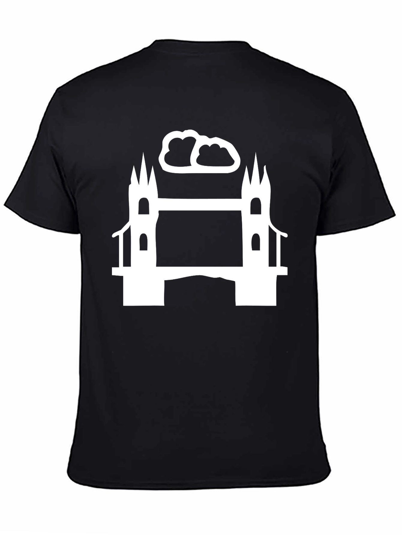 Camiseta Hombre Negra Puente Blanco Diseño Urbano