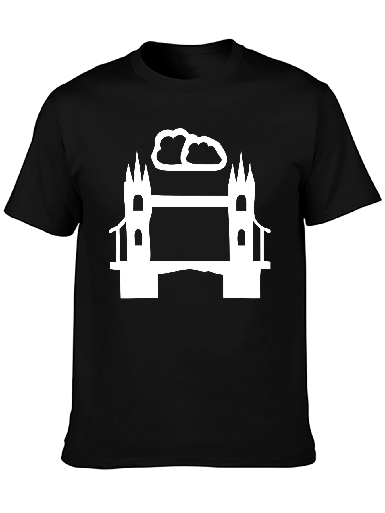 Camiseta Hombre Negra Puente Blanco Diseño Urbano