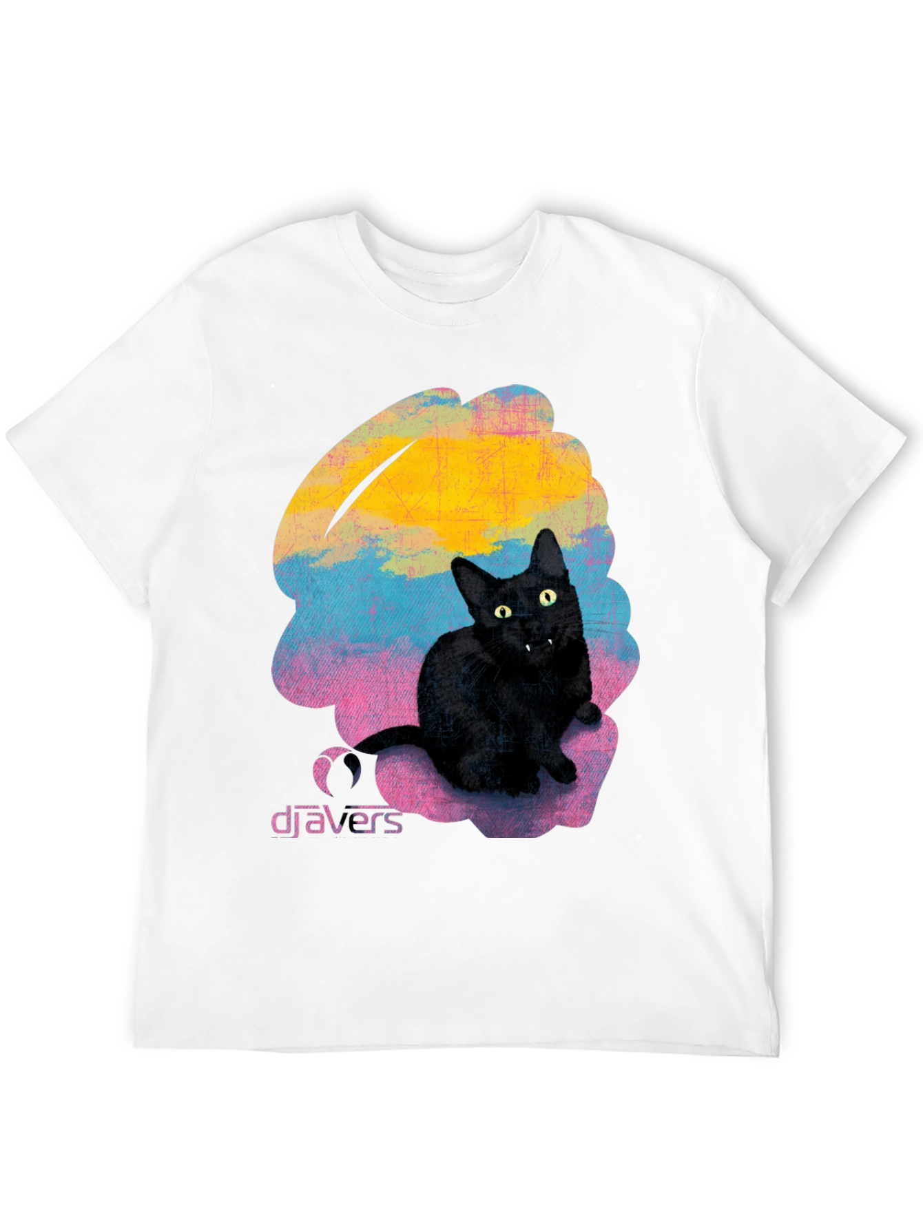 Camiseta Negra con Gato Djavers - Diseño Original
