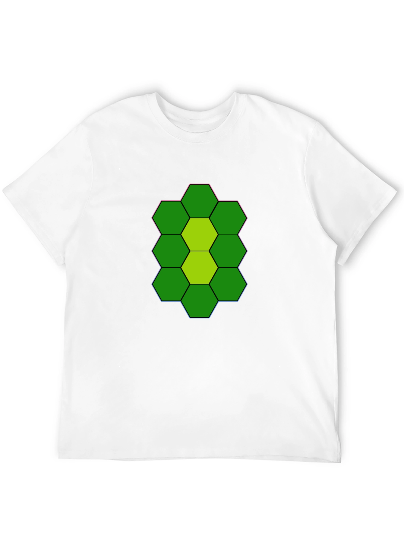 Camiseta Negra con Diseño Hexagonal Abstracto