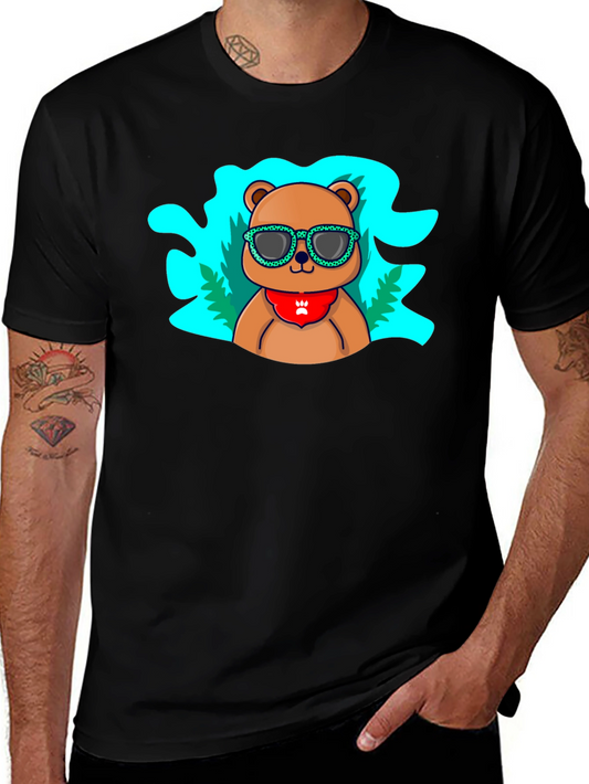 Camiseta Negra Oso Cool - Estilo Casual
