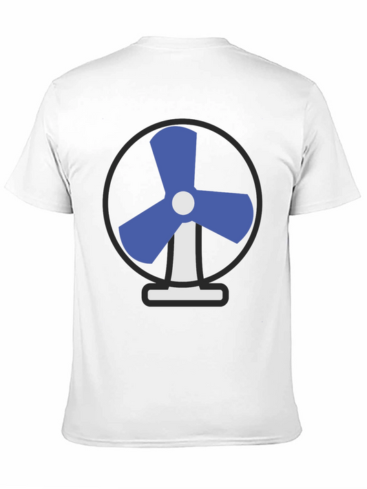 Camiseta Negra con Diseño de Ventilador Azul