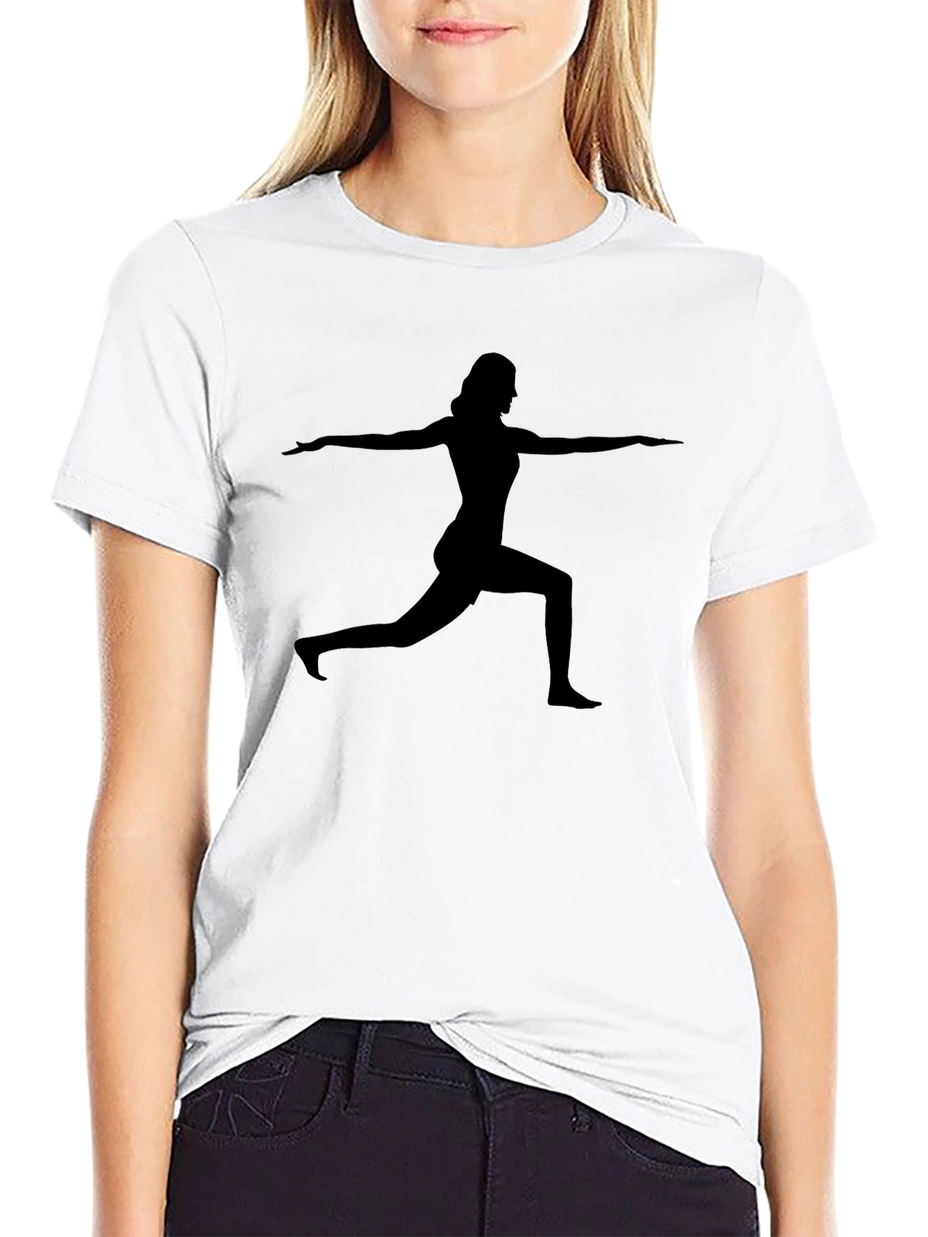 Camiseta Negra con Silueta de Yoga para Hombre