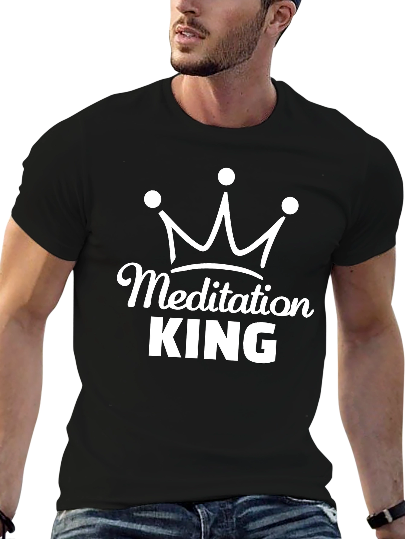 Camiseta Hombre Negra - Meditación King
