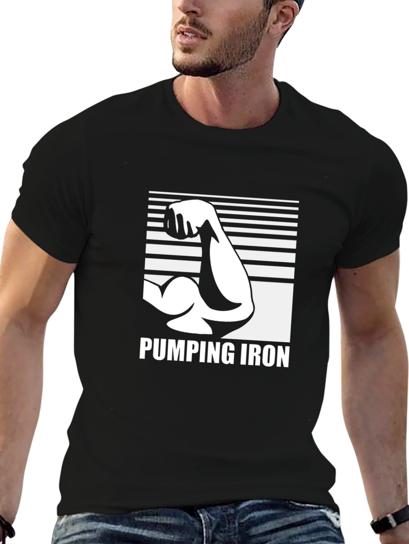 Camiseta Negra Pumping Iron - Para Amantes del Gym