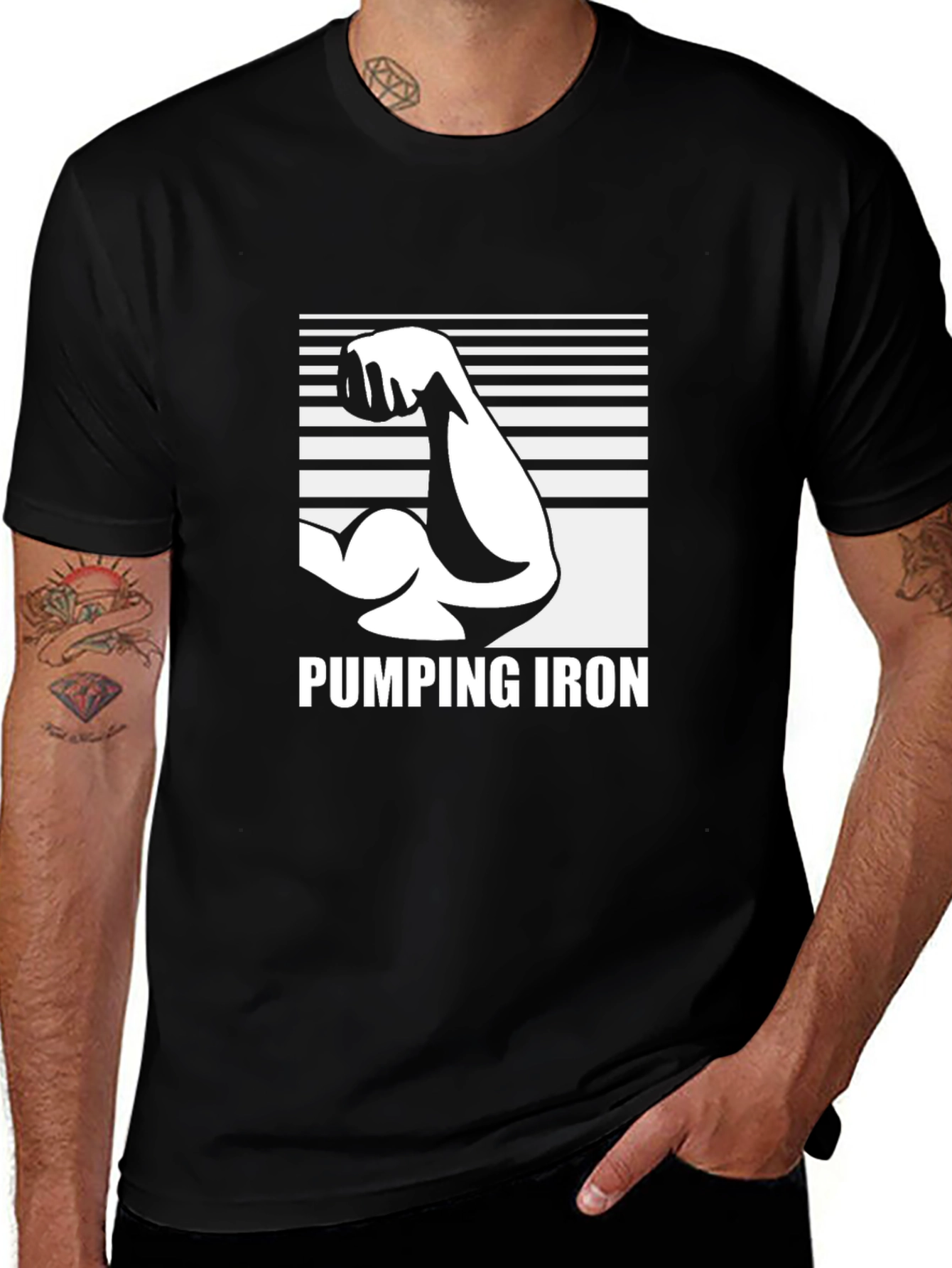 Camiseta Negra Pumping Iron - Para Amantes del Gym