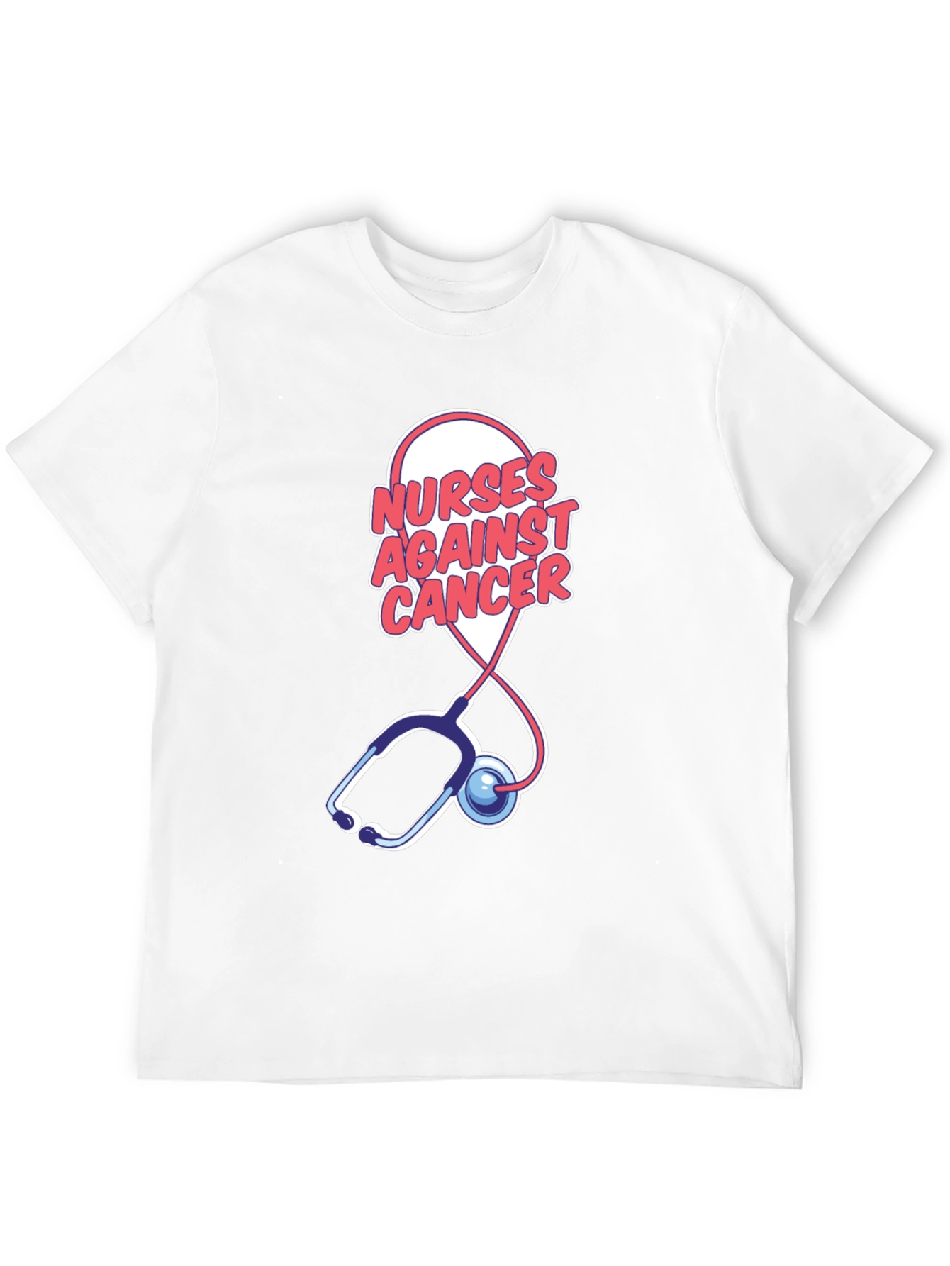 Camiseta Negra Nurses Against Cancer con Estetoscopio