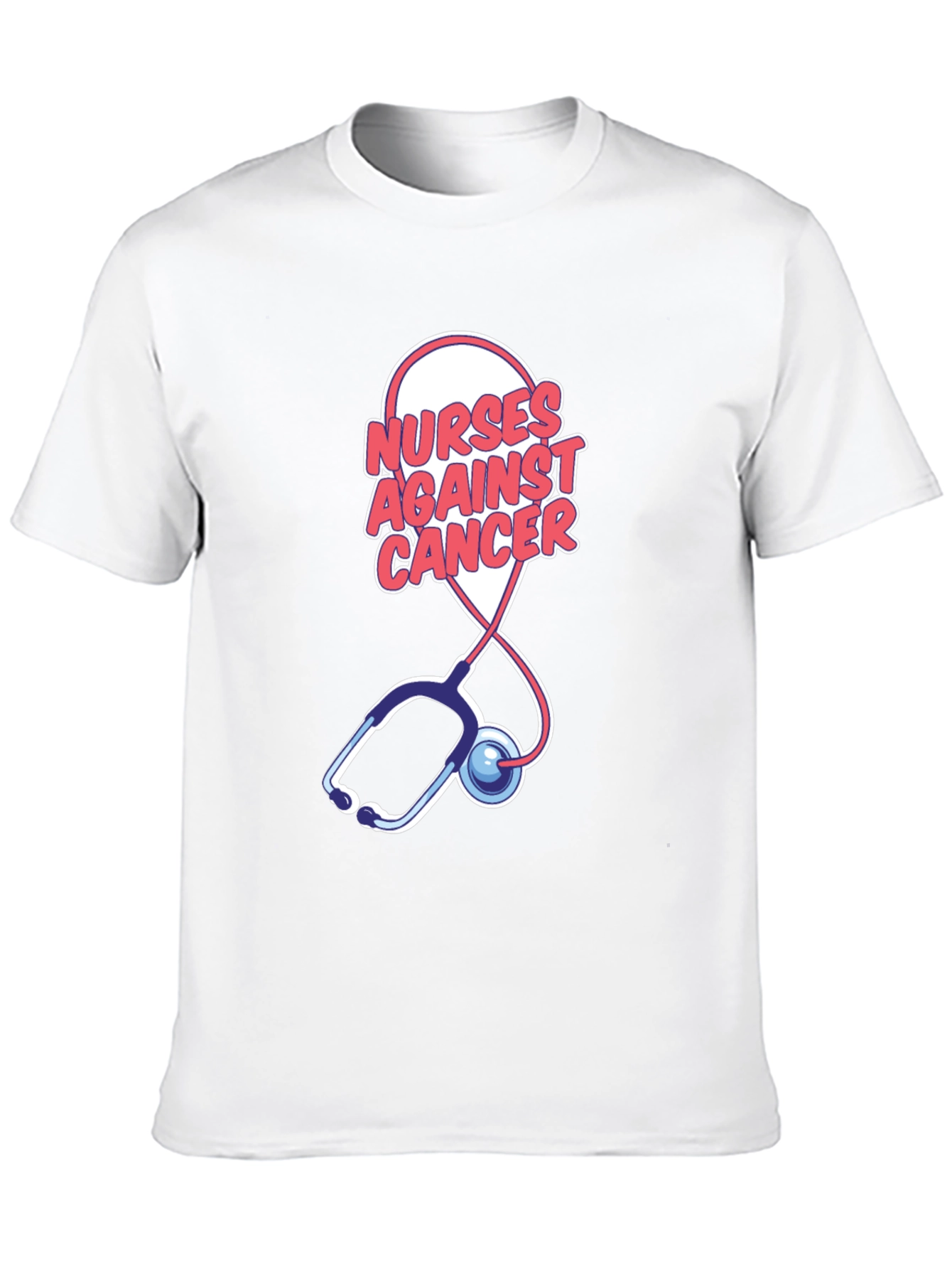Camiseta Negra Nurses Against Cancer con Estetoscopio