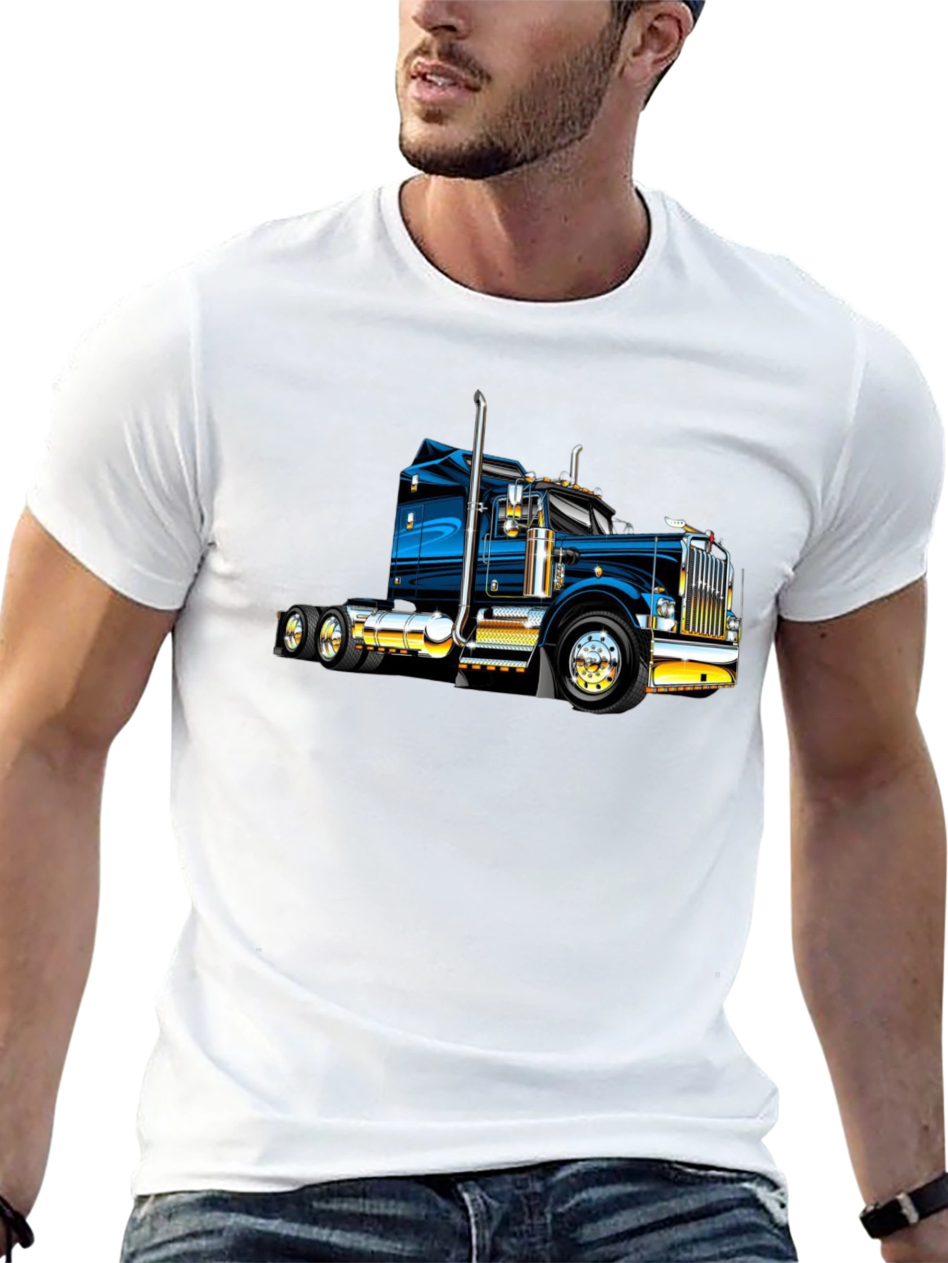 Camiseta Negra con Diseño de Camión Clásico