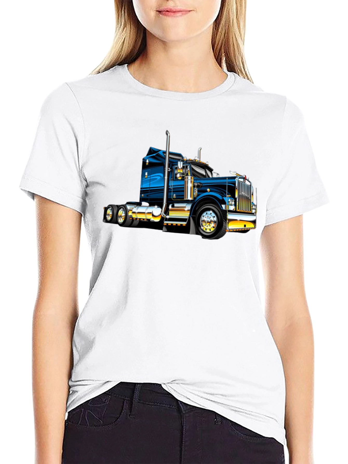 Camiseta Negra con Diseño de Camión Clásico