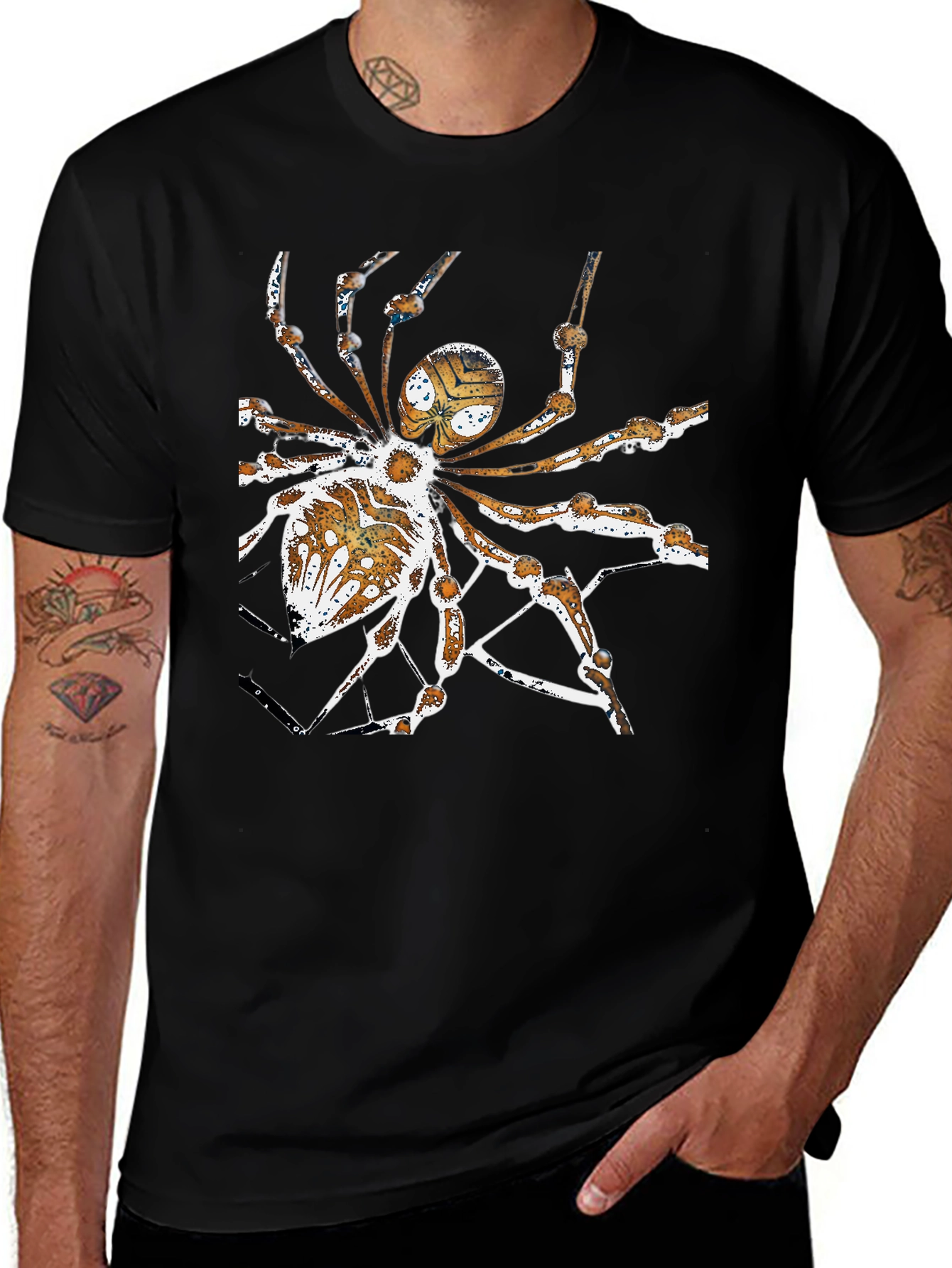 Camiseta Negra con Diseño de Araña
