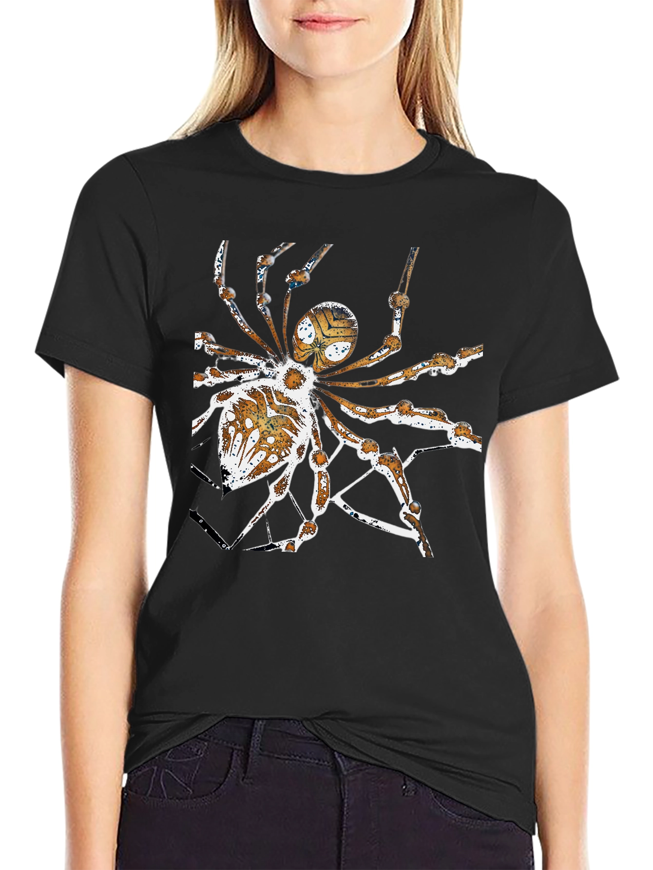 Camiseta Negra con Diseño de Araña