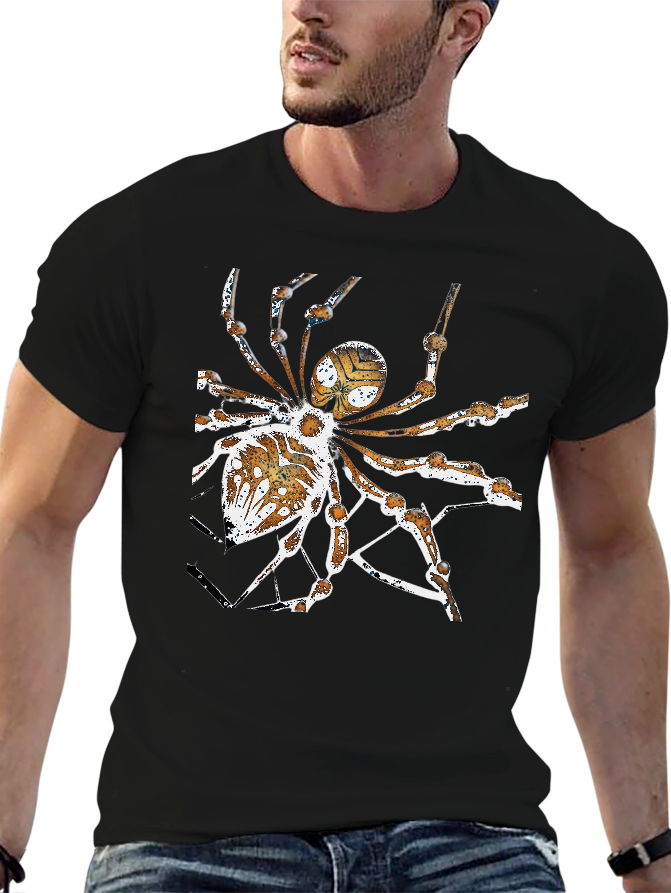 Camiseta Negra con Diseño de Araña