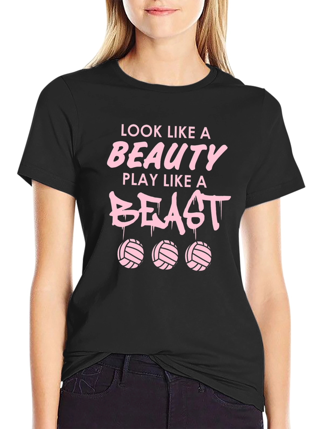 Camiseta Negra: Belleza y Bestia del Voleibol