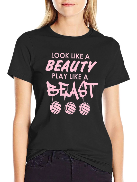Camiseta Negra: Belleza y Bestia del Voleibol