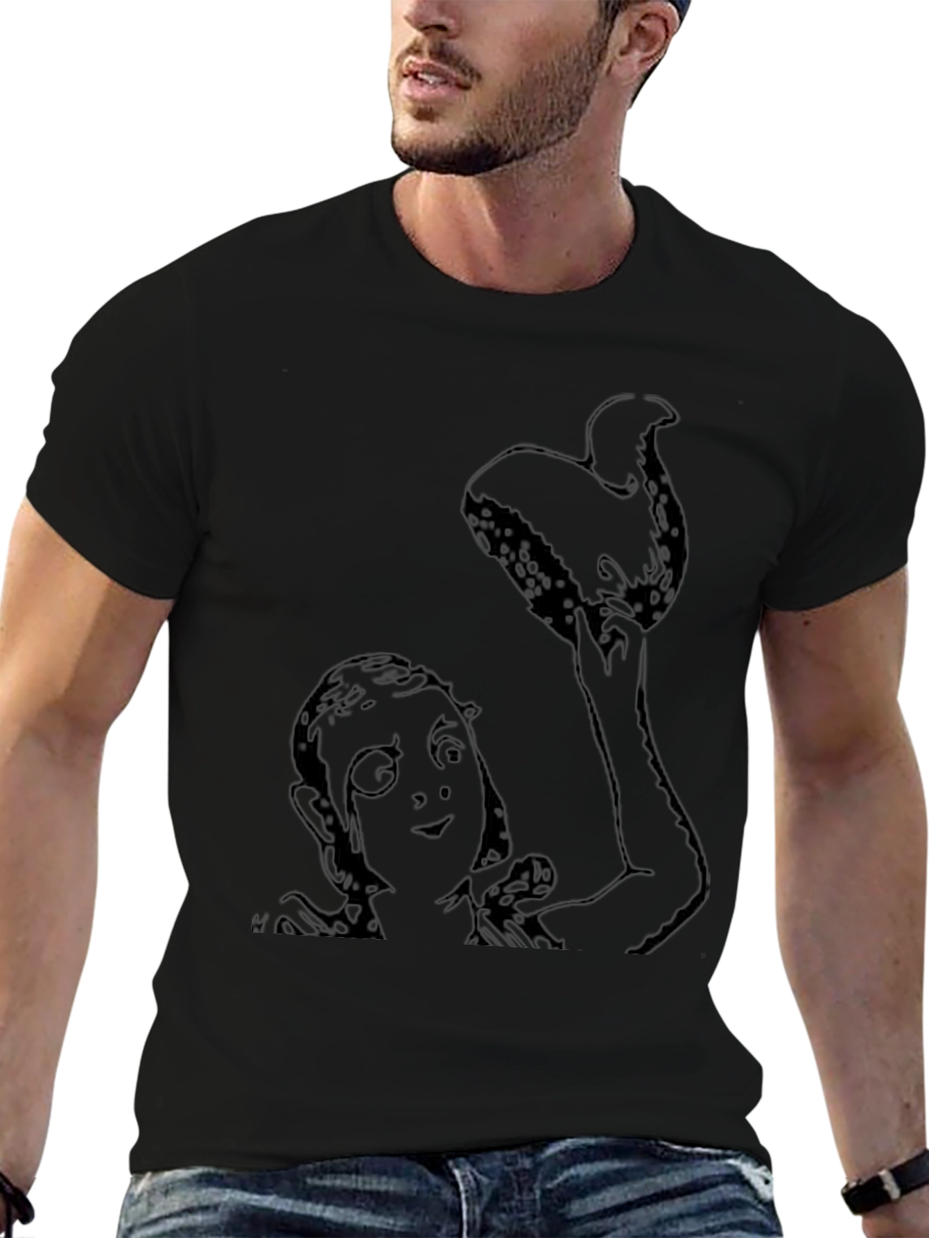 Camiseta Negra Hombre Diseño Gráfico Humorístico