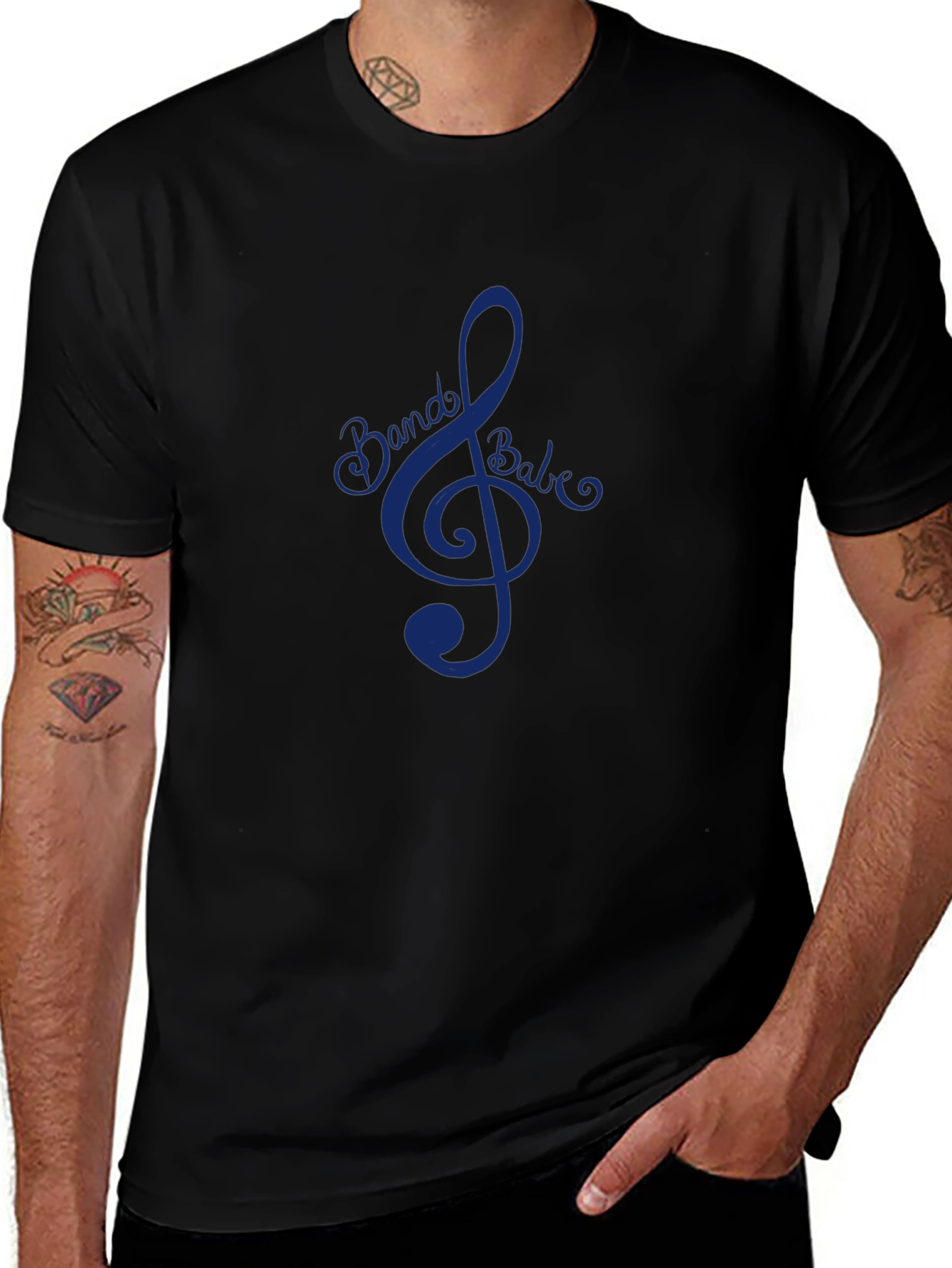 Camiseta Negra Hombre: Clave de Sol Band Babe