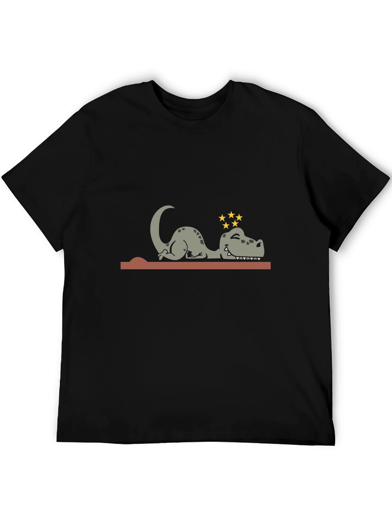 Camiseta Negra con Diseño de Dinosaurio Mareado