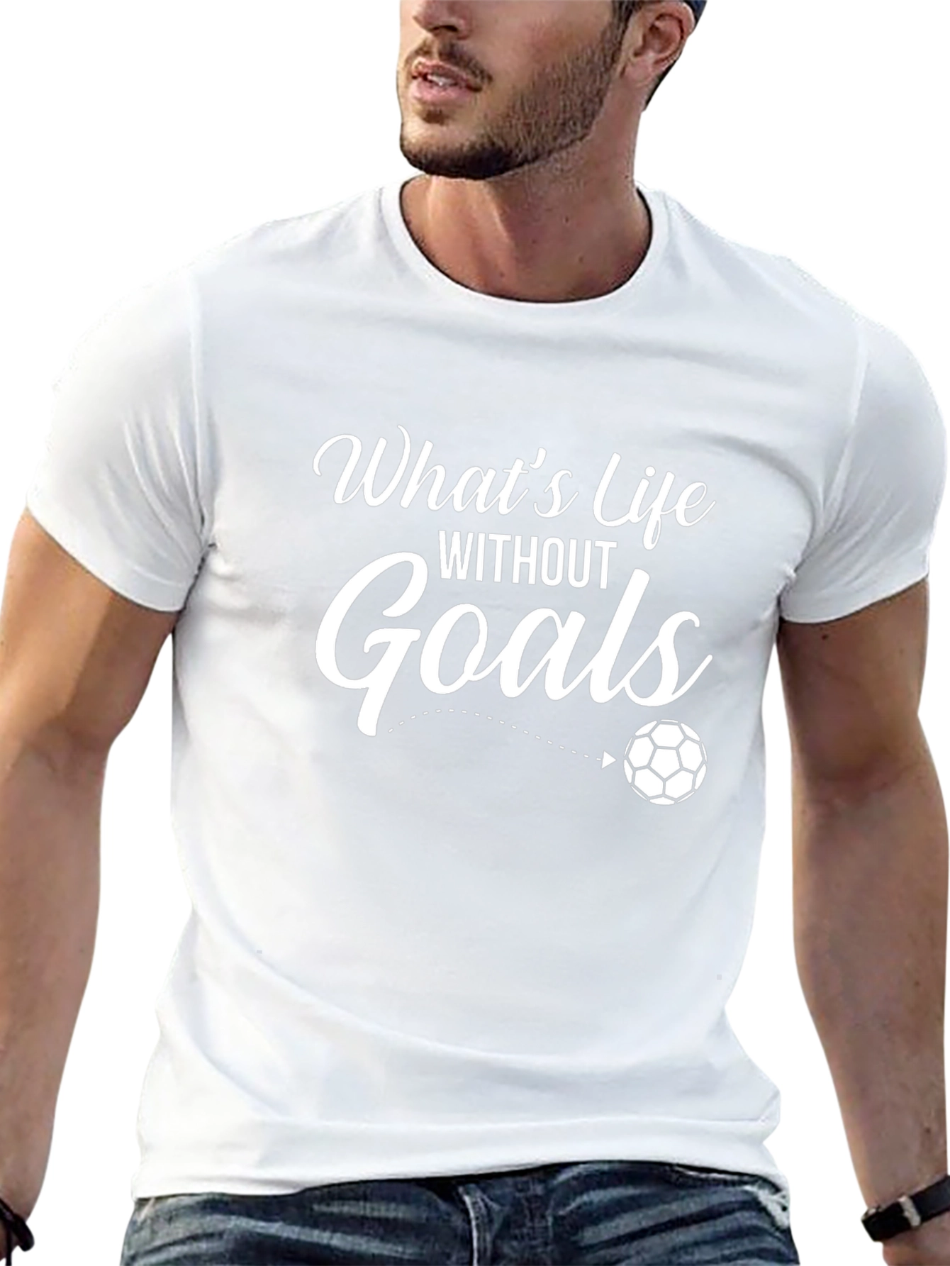 Camiseta Negra con Diseño Fútbol Whats Life Without Goals