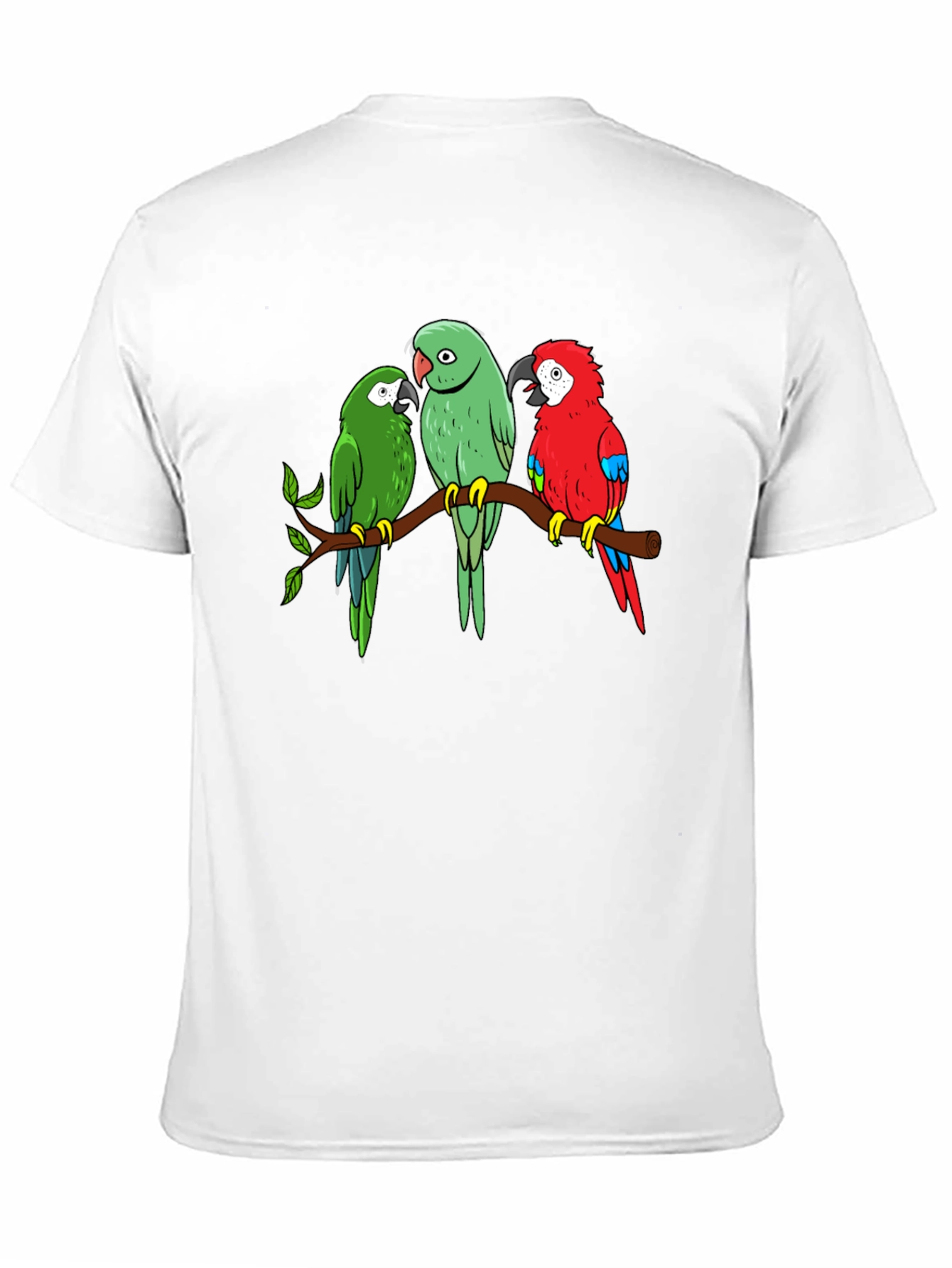 Camiseta Negra con Diseño de Loros en Rama