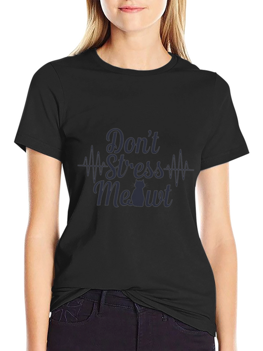 Camiseta Negra con Diseño Dont Stress Meowt
