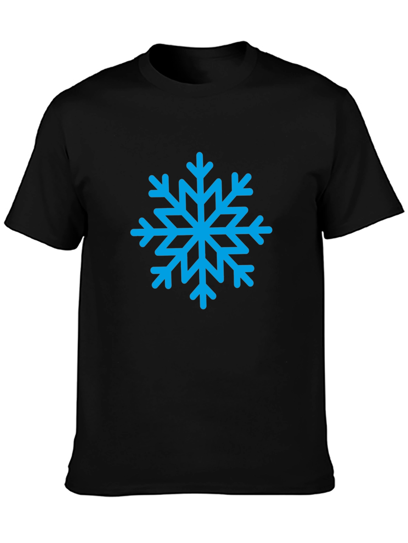 Camiseta Negra Copo de Nieve Azul Invierno
