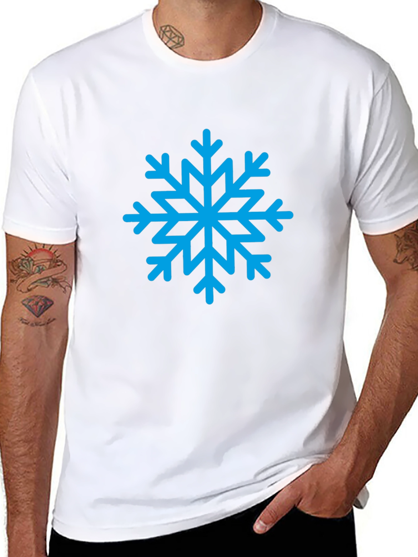 Camiseta Negra Copo de Nieve Azul Invierno