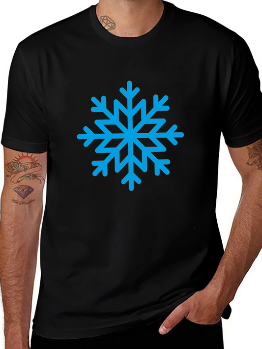 Camiseta Negra Copo de Nieve Azul Invierno