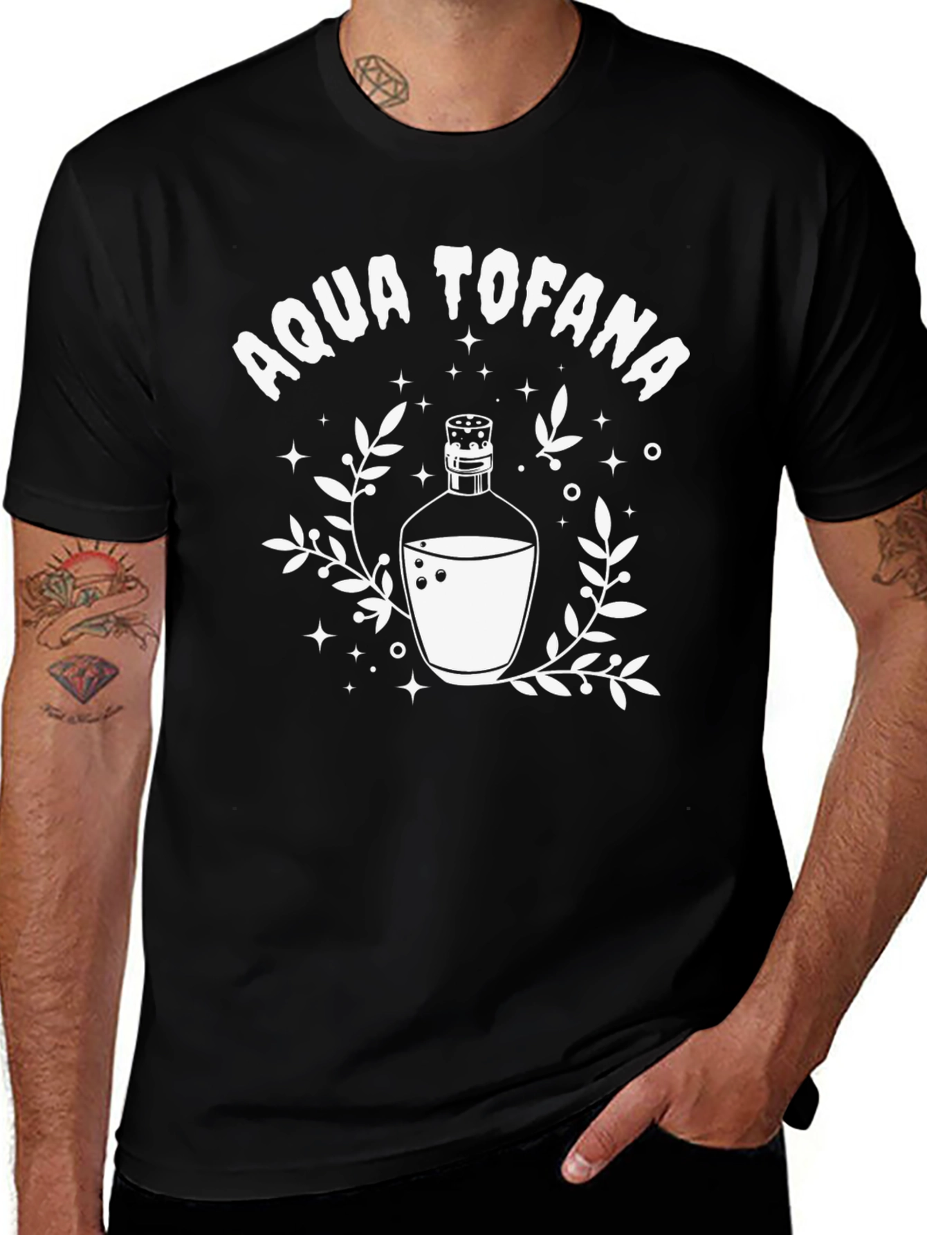 Camiseta Negra Aqua Tofana Diseño Gráfico