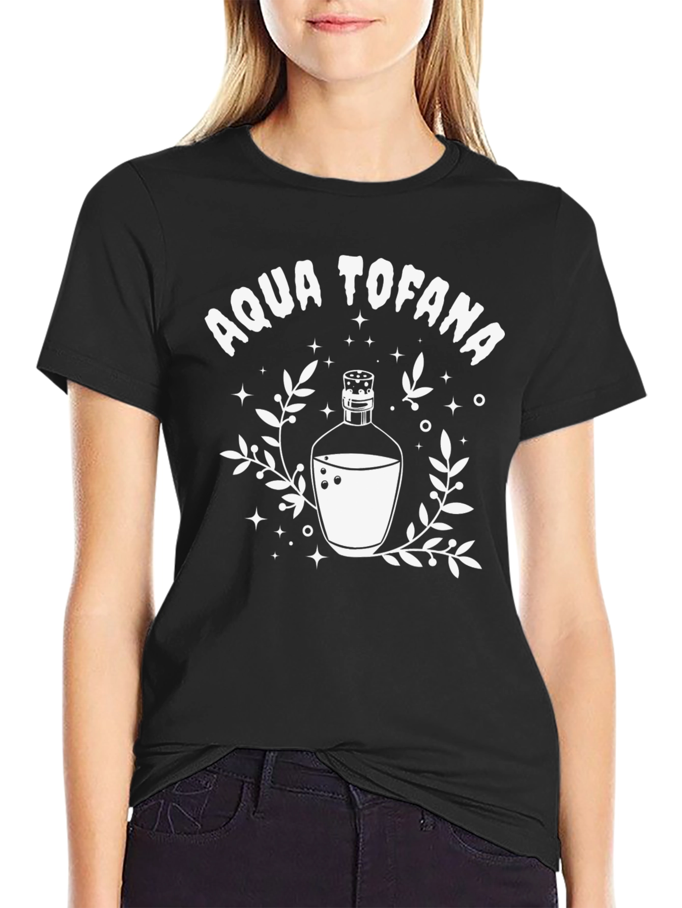 Camiseta Negra Aqua Tofana Diseño Gráfico