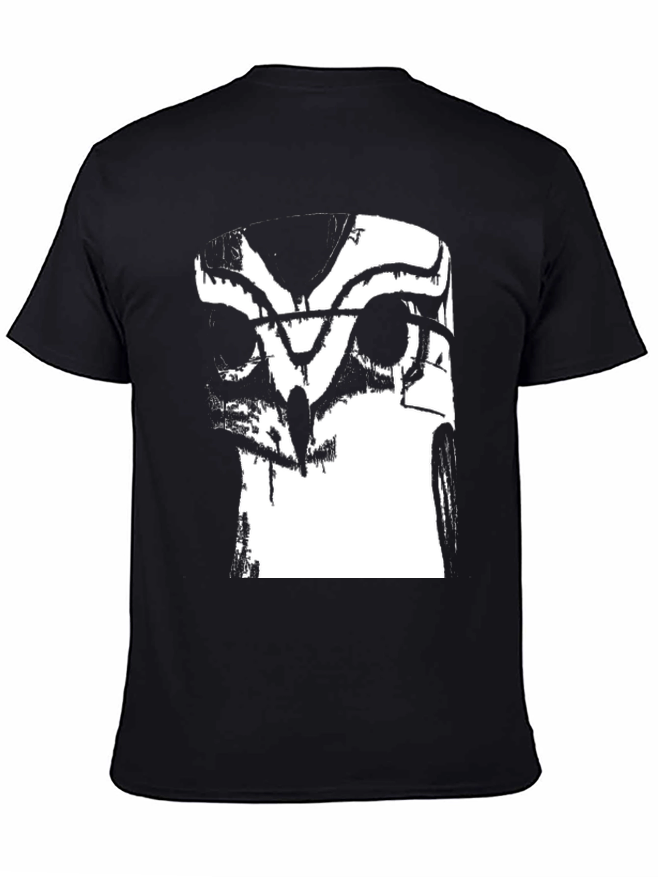 Camiseta Negra con Estampado Abstracto de Búho