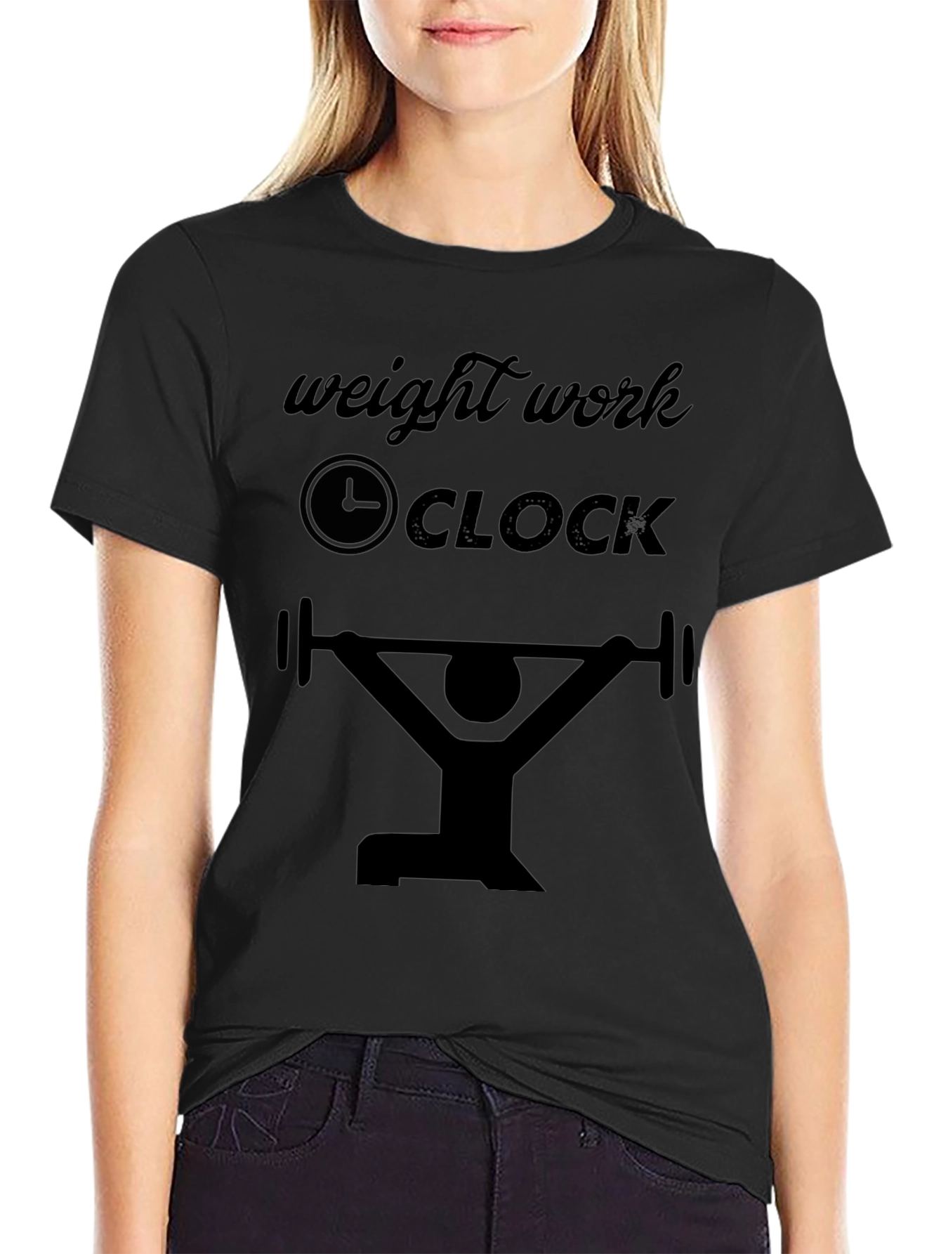 Camiseta Negra Hombre Peso Trabajo Reloj