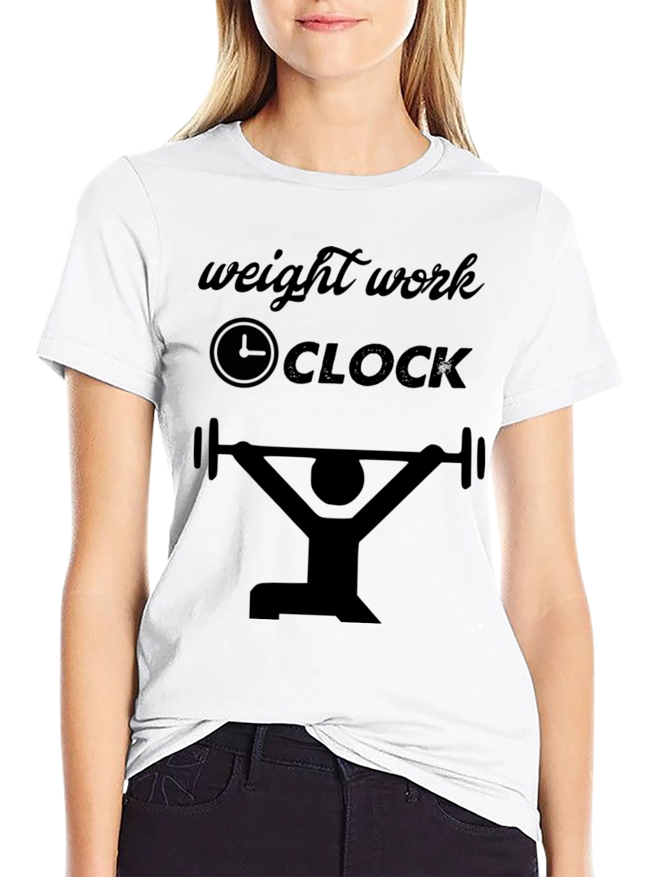 Camiseta Negra Hombre Peso Trabajo Reloj