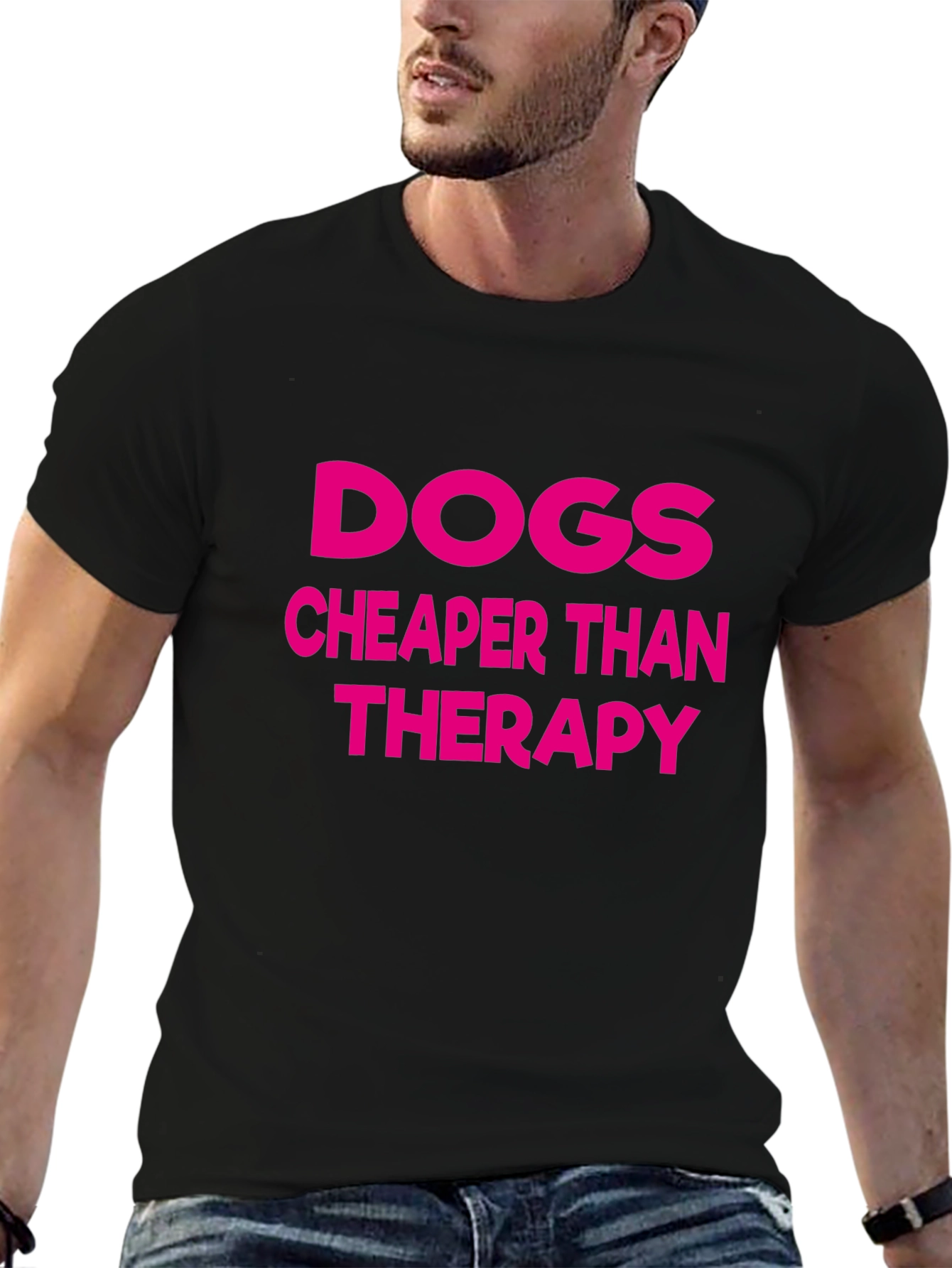 Camiseta Negra: ¡Perros Más Baratos Que Terapia!