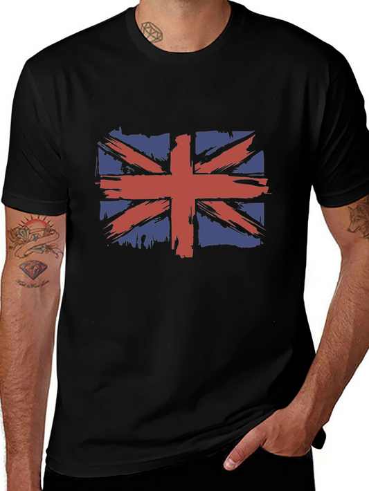 Camiseta Hombre Negra con Diseño Bandera Británica