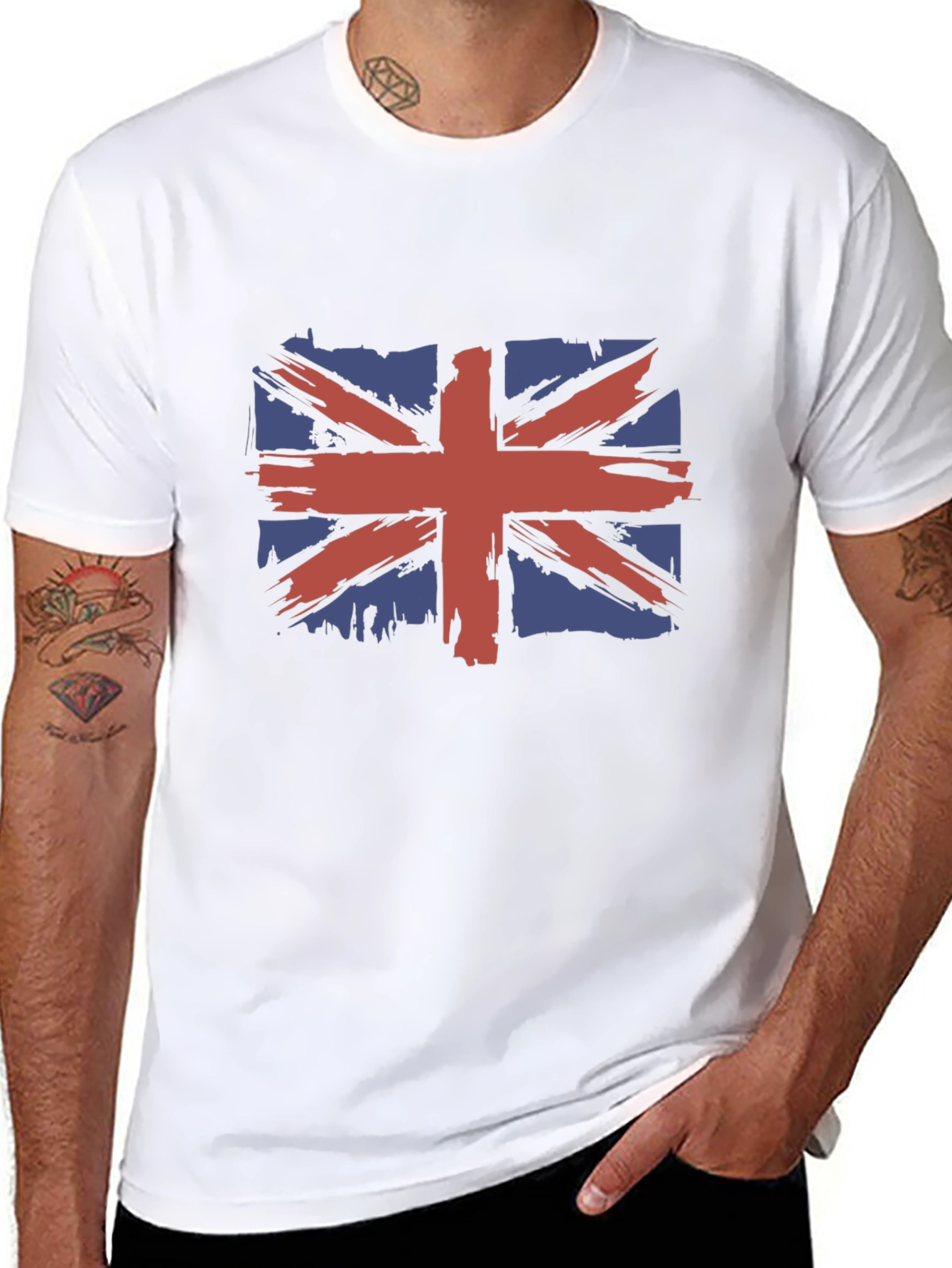 Camiseta Hombre Negra con Diseño Bandera Británica