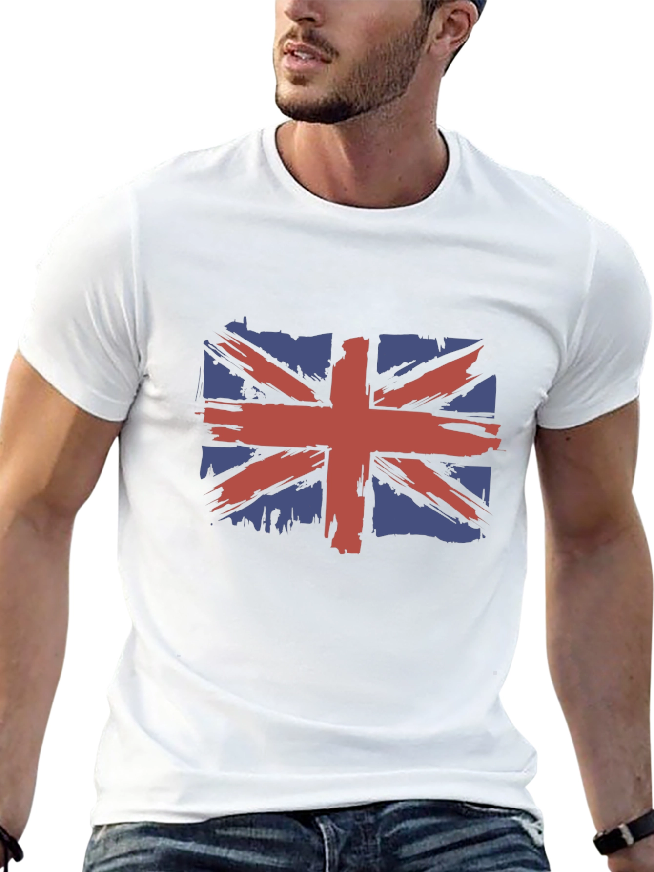 Camiseta Hombre Negra con Diseño Bandera Británica