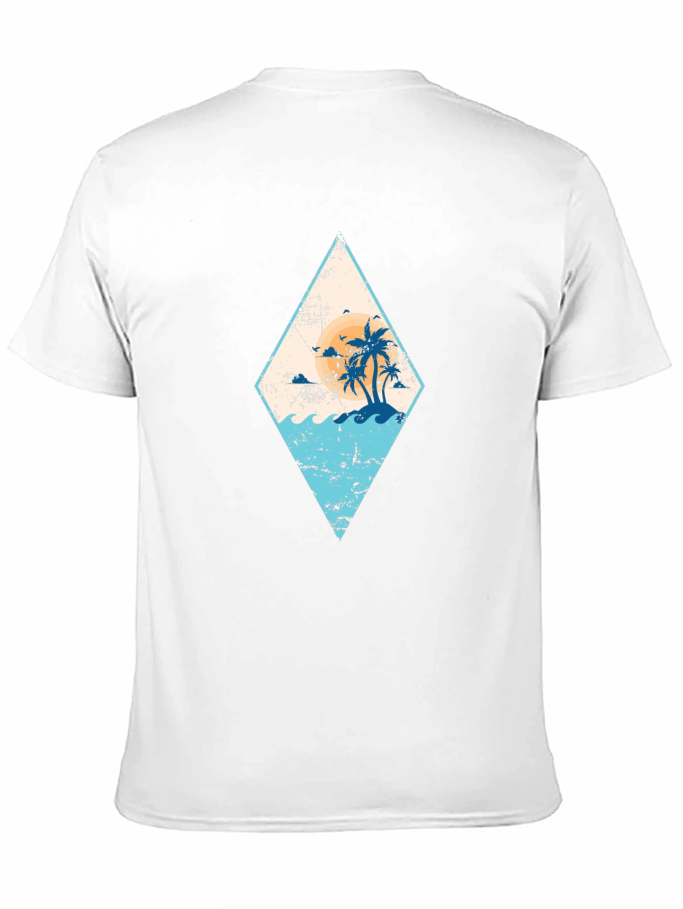 Camiseta Negra con Diseño de Isla Tropical
