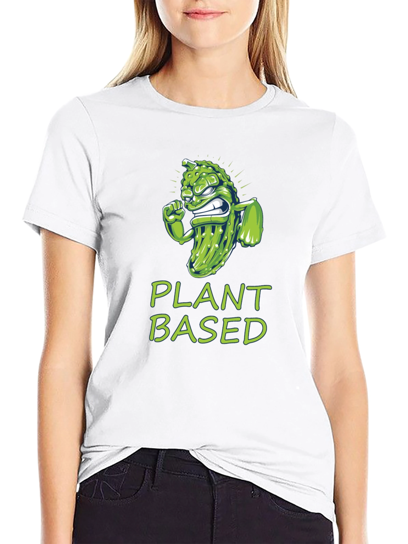 Camiseta Negra Plant Based con Diseño de Pepinillo